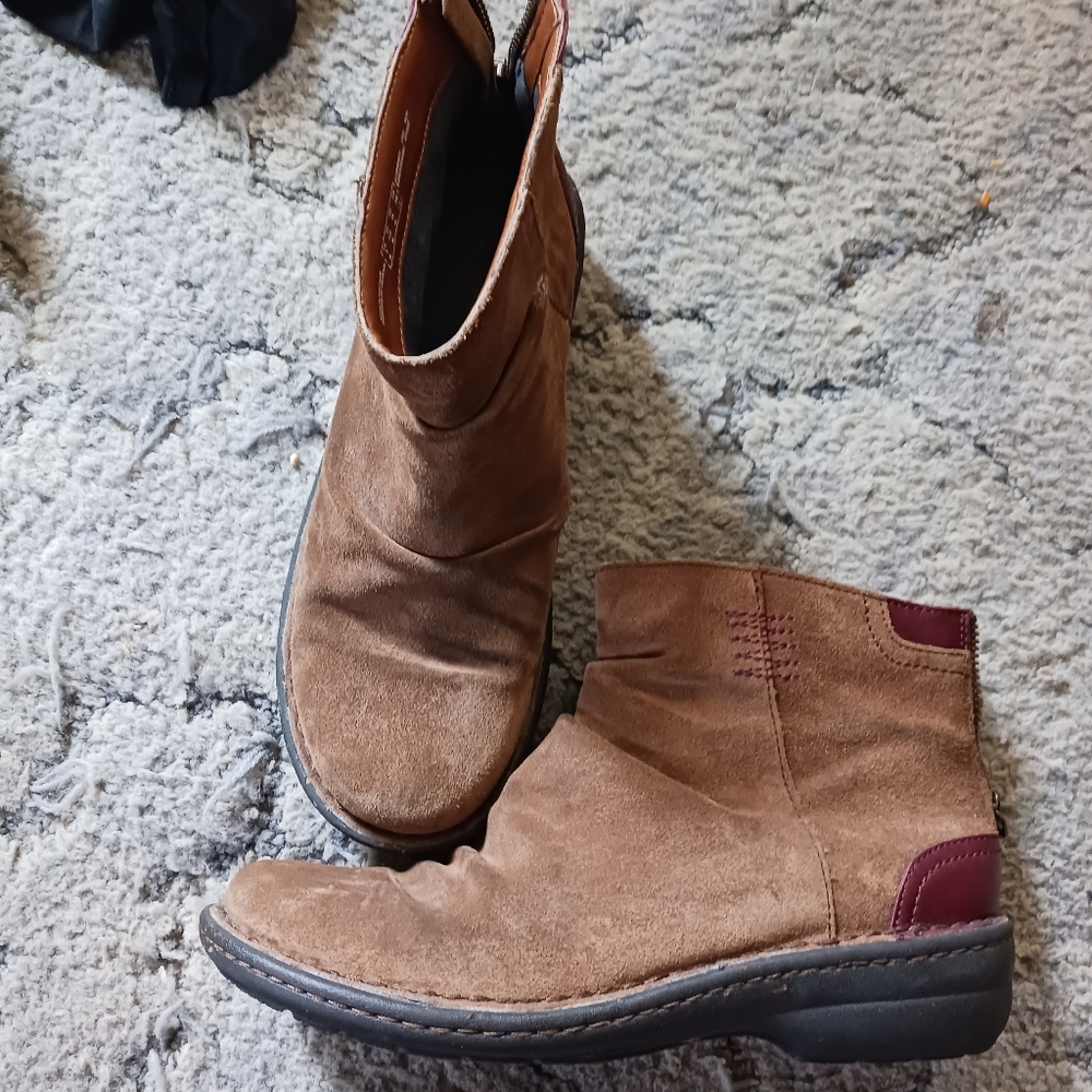 Clarks dark brown suede ankle boots